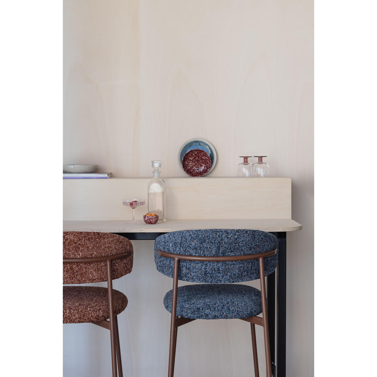 BARHOCKER Claes mit Rückenlehne 65 cm Blau - 2 er Set - Blau, Kunststoff (44/94/51cm) - Housecraft Living