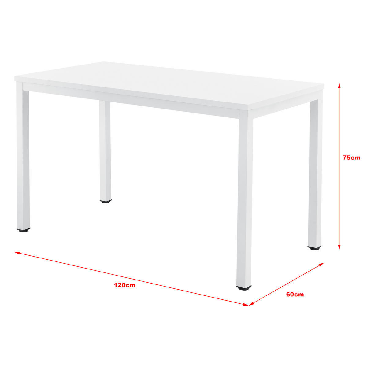 SCHREIBTISCH Odense - Weiß, Holzwerkstoff/Metall (60/120/75cm) - [en.casa]