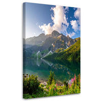 WANDBILD, Meer Auge Berg Landschaft Natur - Grün, Textil (20/30cm) - Feeby