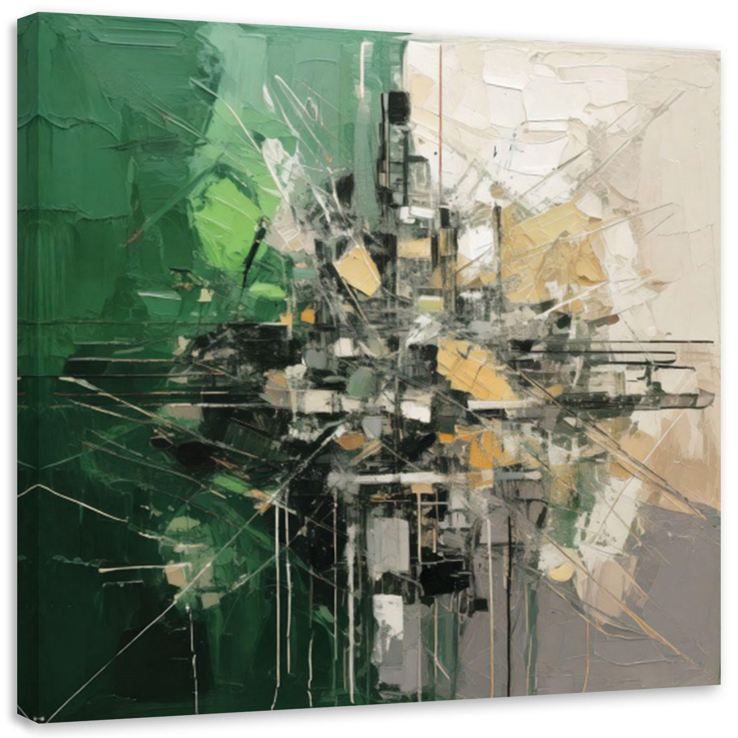 LEINWANDBILD Geometrische Abstraktion Grün 40x40cm - Grün, Textil (40/40cm) - Feeby