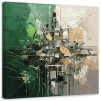 LEINWANDBILD Geometrische Abstraktion Grün 40x40cm - Grün, Textil (40/40cm) - Feeby