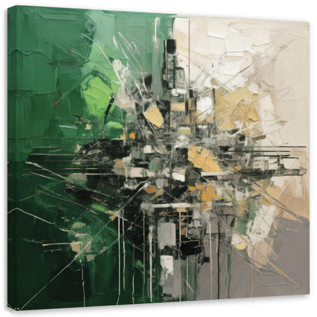 LEINWANDBILD Geometrische Abstraktion Grün 40x40cm - Grün, Textil (40/40cm) - Feeby