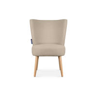 COCKTAILSESSEL APPA auf hohen Beinen aus Buche, aus recyceltem Boucle-Stoff, Beige/Buche Dekor - Beige/Buchefarben, Holz/Textil (63/89/65cm) - KONSIMO®