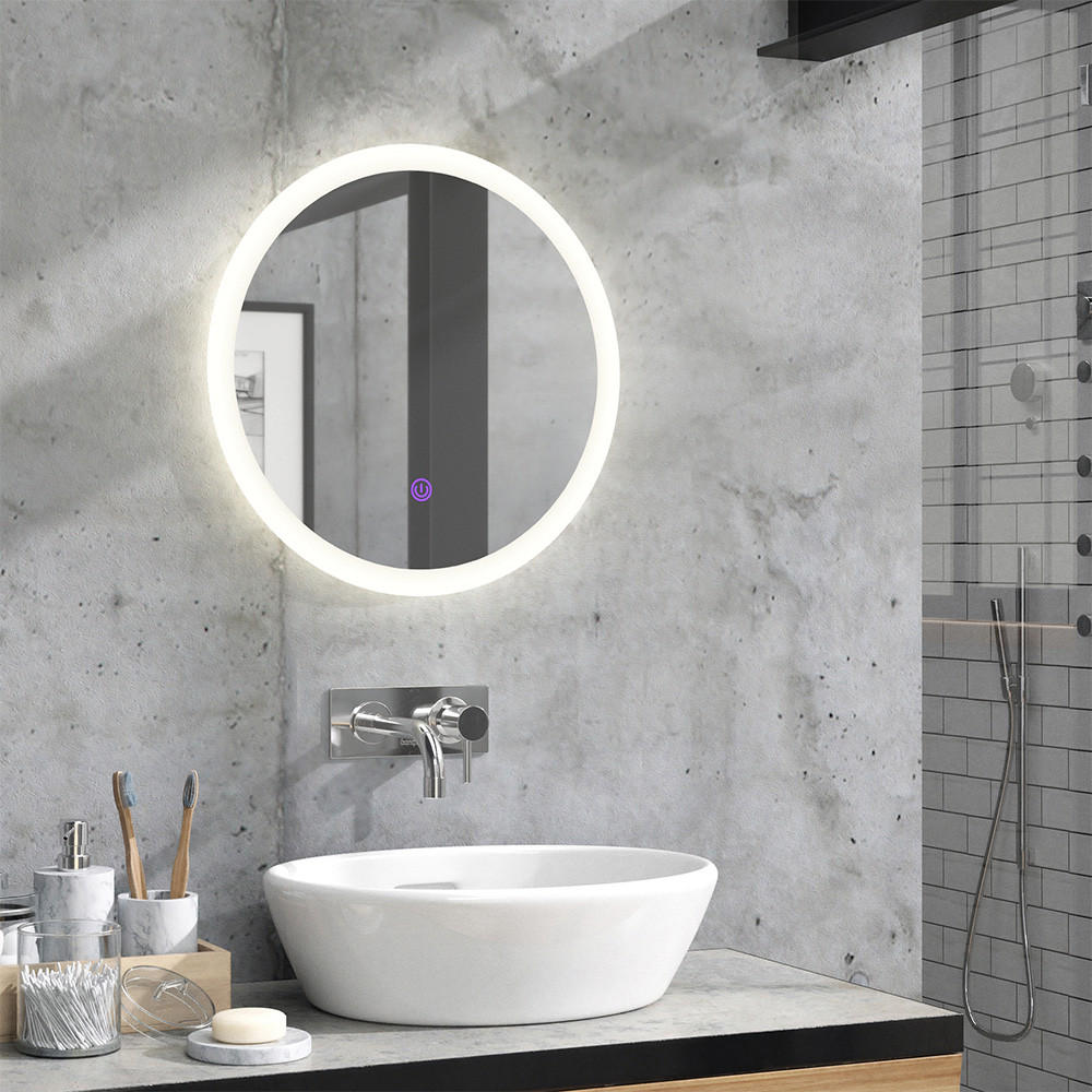 BADEZIMMERSPIEGEL Weiß 50 x 50 cm Rund - Weiß, Glas (50/50/3cm) - Vicco