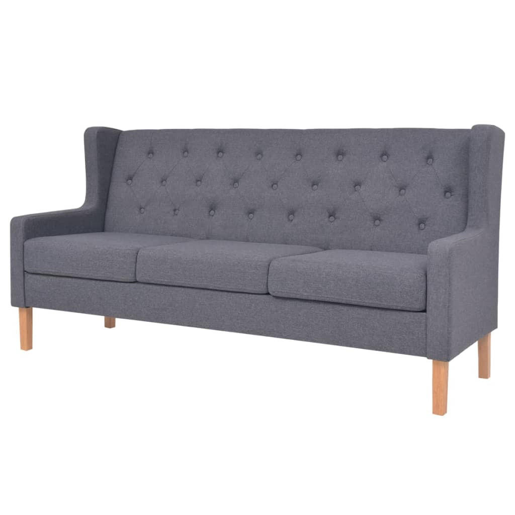 SOFA 3-Sitzer Stoff Grau - Braun/Grau, Holz/Textil (180/90/68cm) - vidaXL