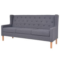 SOFA 3-Sitzer Stoff Grau - Braun/Grau, Holz/Textil (180/90/68cm) - vidaXL