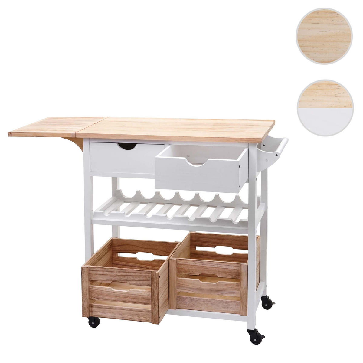 SERVIERWAGEN Weiß, Buche Dekor - Buchefarben/Weiß, Holz (119/89/89cm) - MCW