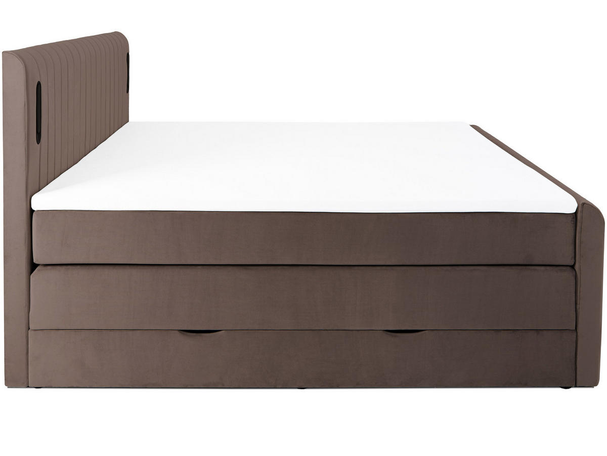 BOXSPRINGBETT FLY braun 160/200 cm H2/H3 Samt - Braun, Textil (160/200cm) - wonello