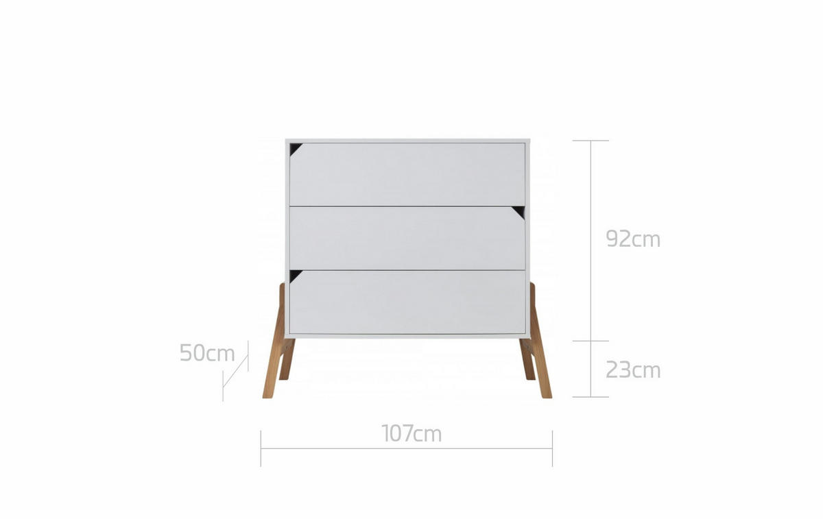 KINDERKOMMODE Lotta – rustikale Eleganz und Funktionalität Weiß - Weiß, Holzwerkstoff (107/93/50cm) - RAUMHIRSCH FURNITURE