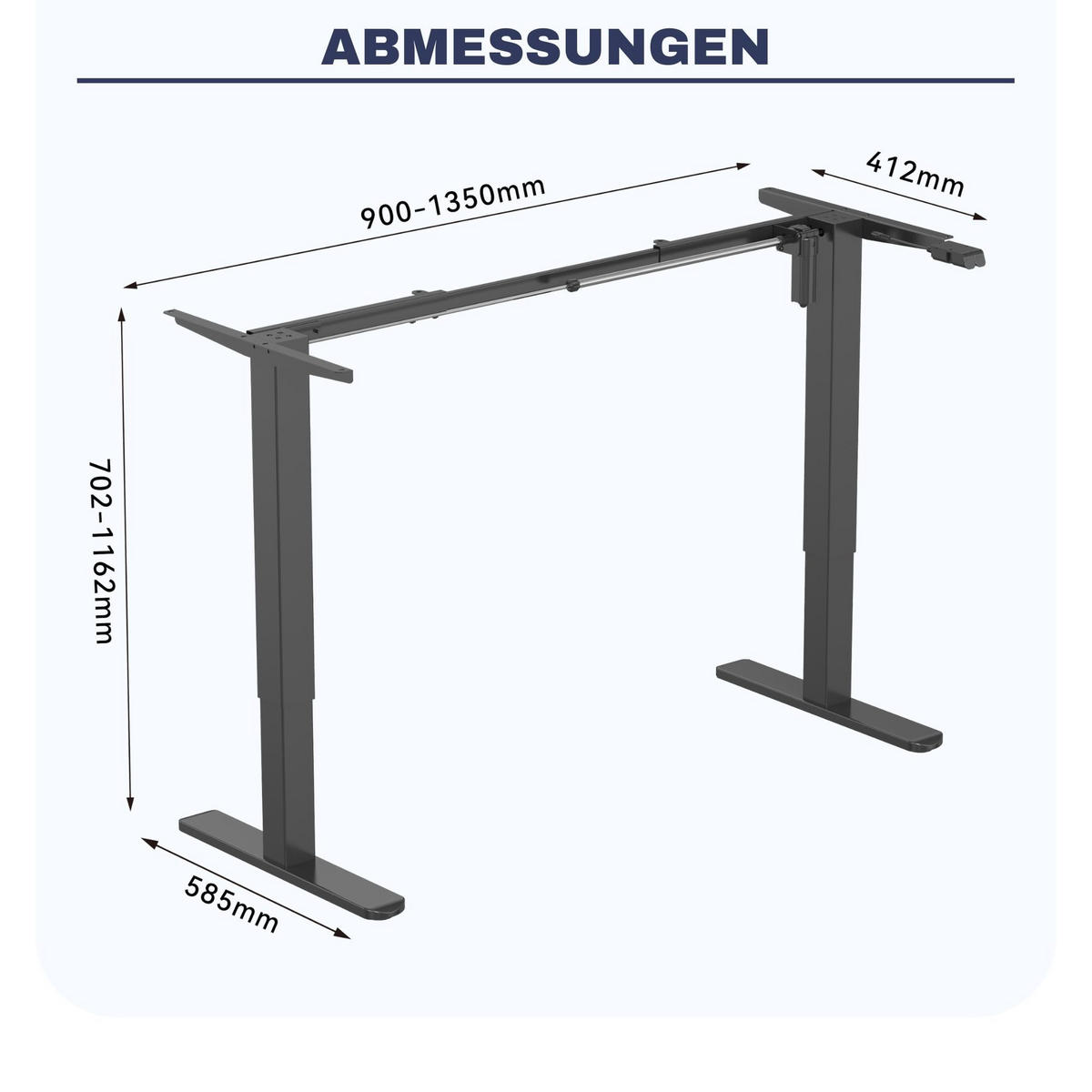 TISCHGESTELL HÖHENVERSTELLBAR UP30 schwarz - Schwarz, Metall (59/135/116cm) - Albatros