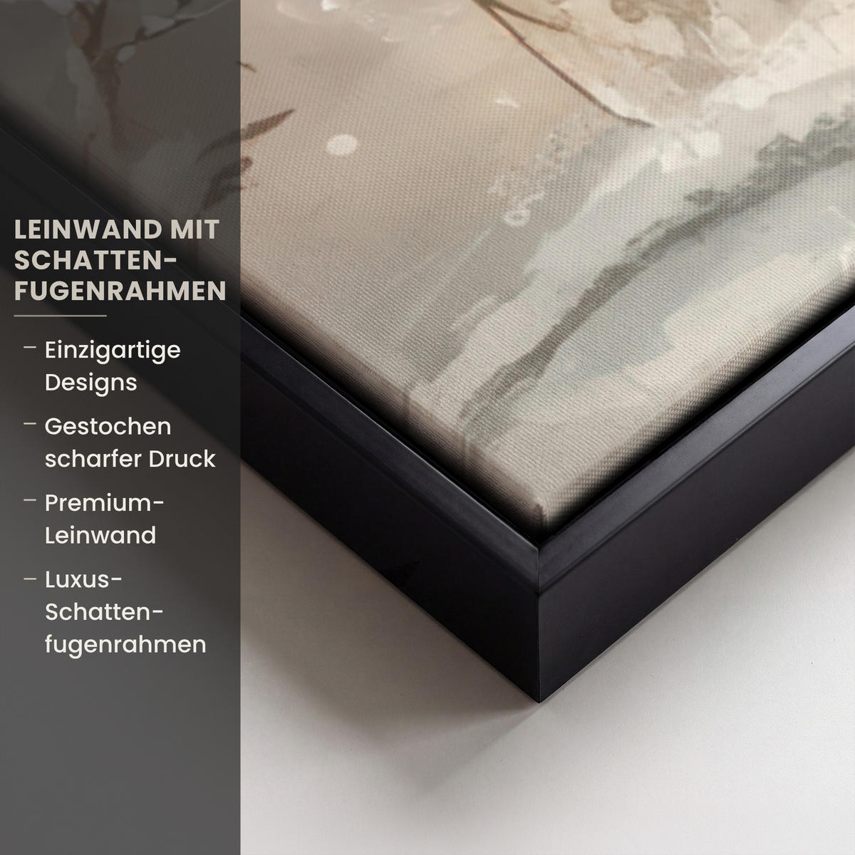 LEINWAND Bilder mit Rahmen - Weihnachten - Rentier - Winter - Kranz - 90x90 - Naturfarben, Textil (90/90cm) - MuchoWow