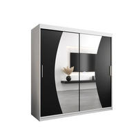 SCHWEBETÜRENSCHRANK 200/200/62 2-türig - Silberfarben/Schwarz, Holz/Kunststoff (200/200/62cm) - Abiks Möbel