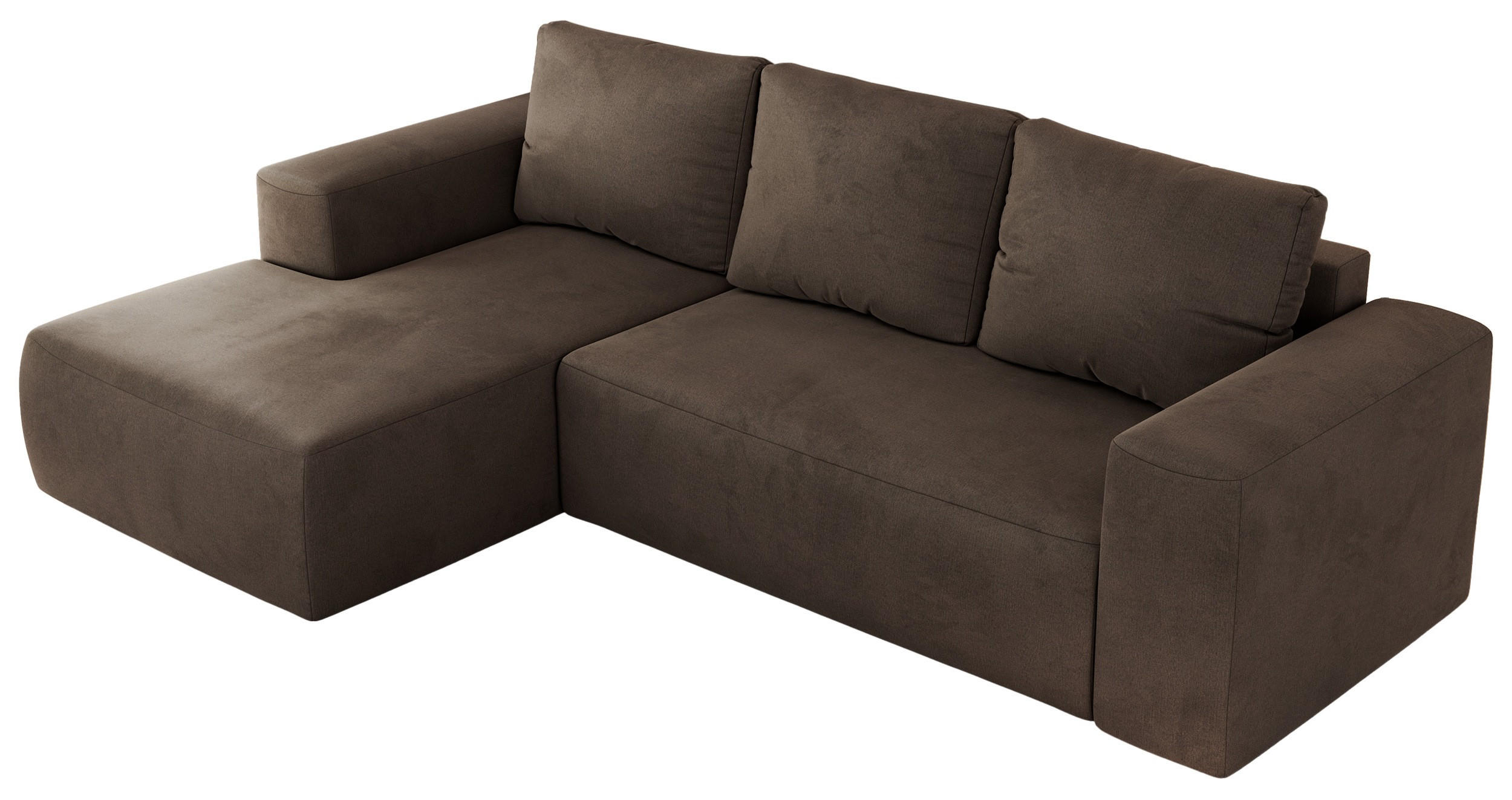 ECKSOFA TRENTINO L Braun Velvet - Links - Schwarz/Braun, Textil (266/164cm) - MKS