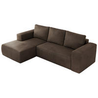 ECKSOFA TRENTINO L Braun Velvet - Links - Schwarz/Braun, Textil (266/164cm) - MKS