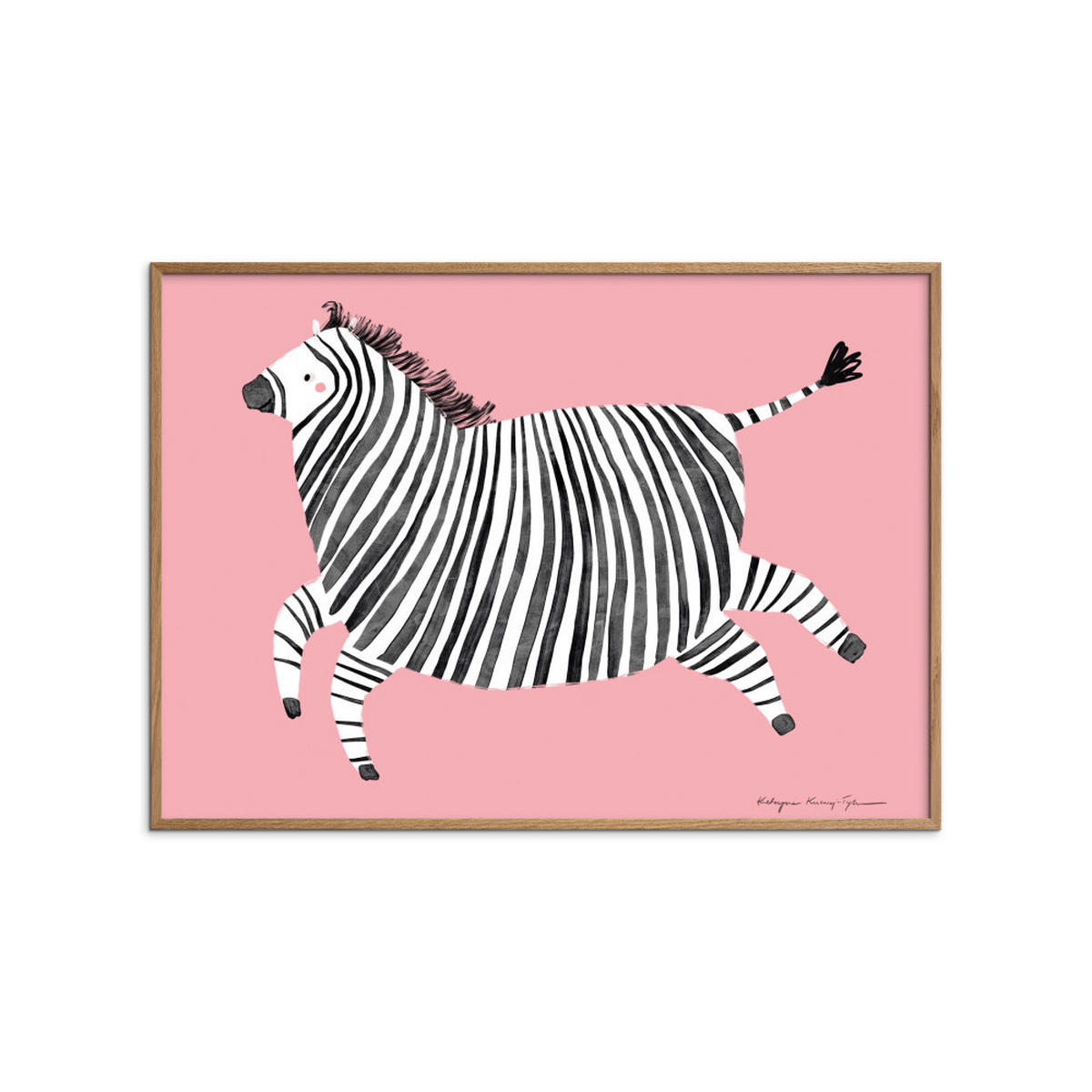POSTER mit Rahmen Wild Apple - Zebra - Pink/Eichefarben, Holz/Papier (50/70cm) - Poster&Frame