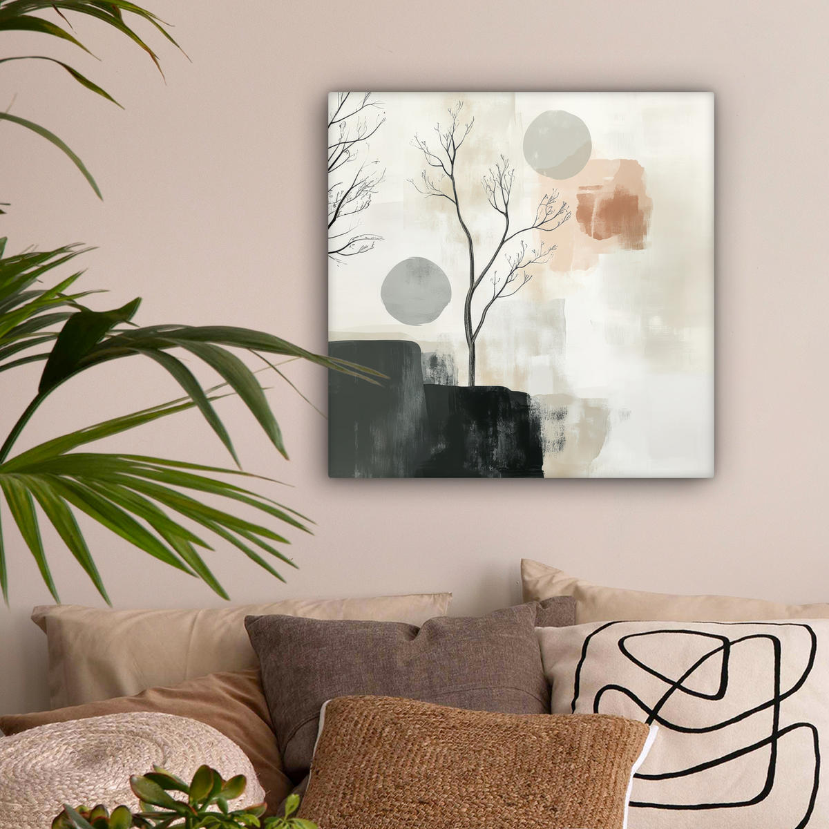 LEINWANDBILD Wabi sabi - Beige - Pflanze 50x50 cm - Sandfarben, Textil (50/50cm) - MuchoWow