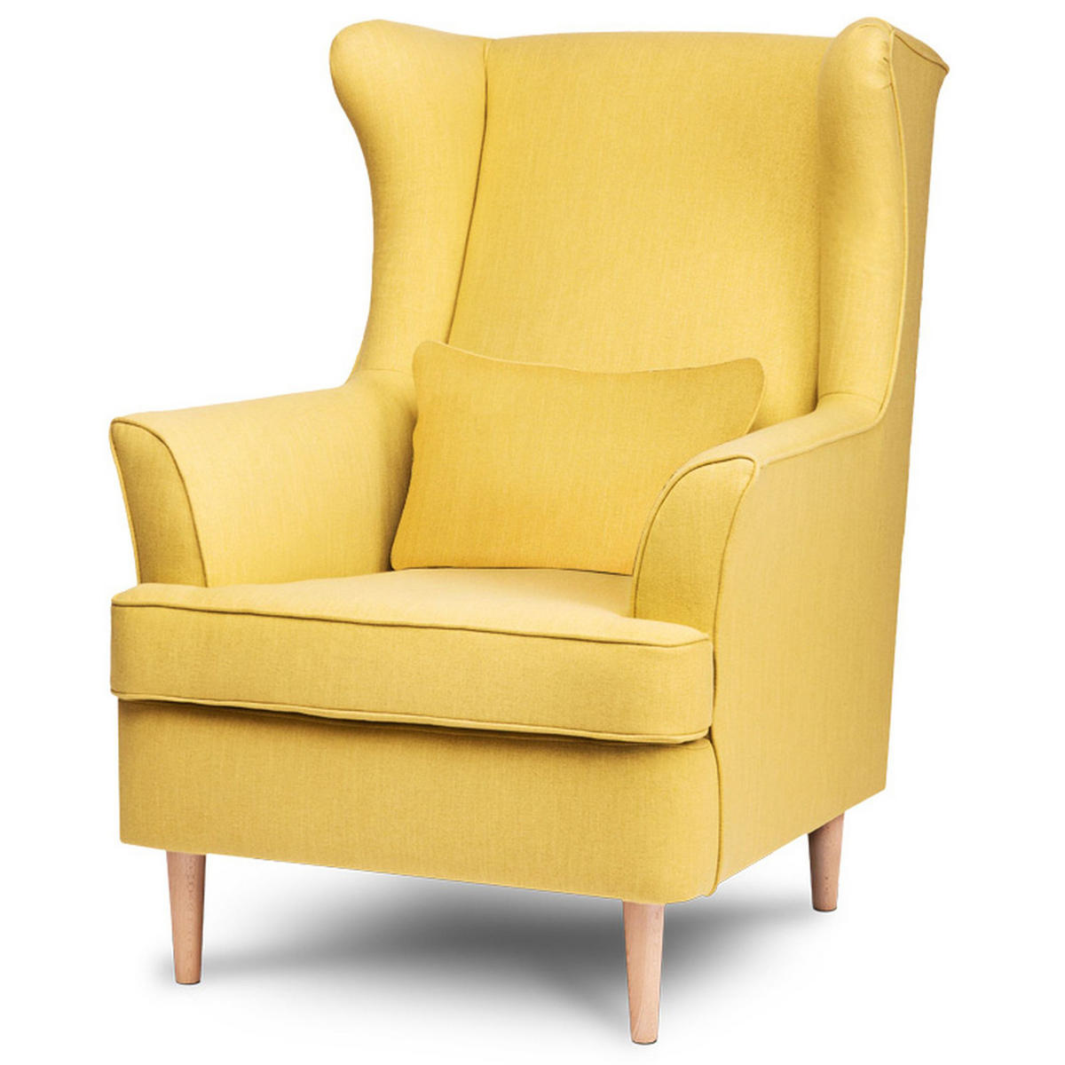 OHRENSESSEL STRALIS mit Sitzhocker, Gelb - Gelb, Textil (82/108/80cm) - KONSIMO®