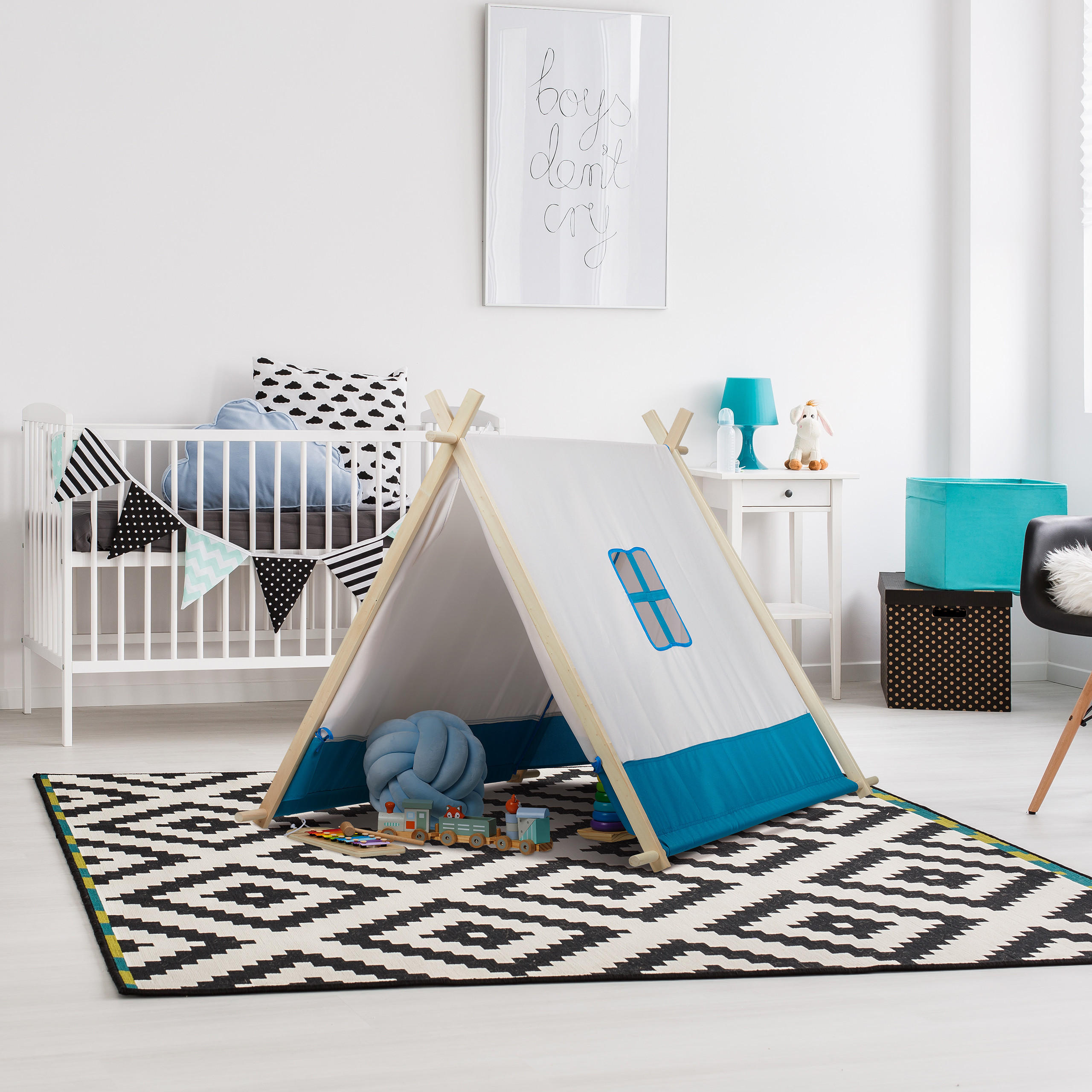 SPIELZELT - Multicolor, Holz/Textil (86/120cm) - Relaxdays