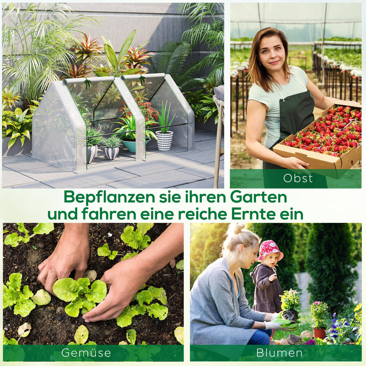 FOLIENGEWÄCHSHAUS, Weiß, PE, Stahl - Weiß, Kunststoff (90/90/180cm) - Outsunny