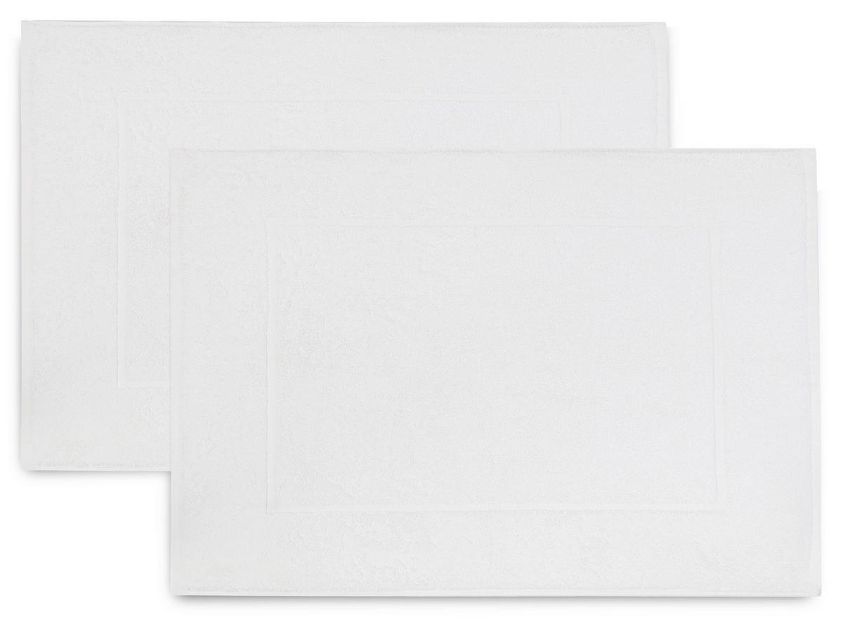 BADEMATTE, 2er-Set, 50x70 cm, 100% Baumwolle, Weiß - Weiß, Textil (50/70cm) - Zollner
