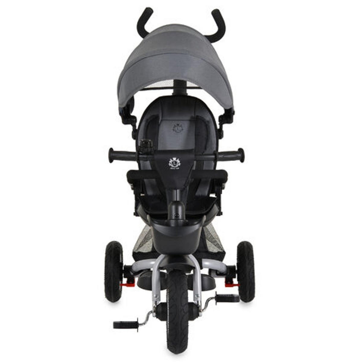 DREIRAD Flexy Lux 3 in 1 dunkelgrau Gummireifen, 360° drehbarer Sitz, Sonnendach, Getränkehalter - Grau, Metall (75/52/110cm)