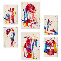 POSTER Set Mit 6 Star Wars Aquarell Illustrationen Klassischer A3 & A4 Rahmenlos - Klar, Papier (29/3cm) - Nacnic