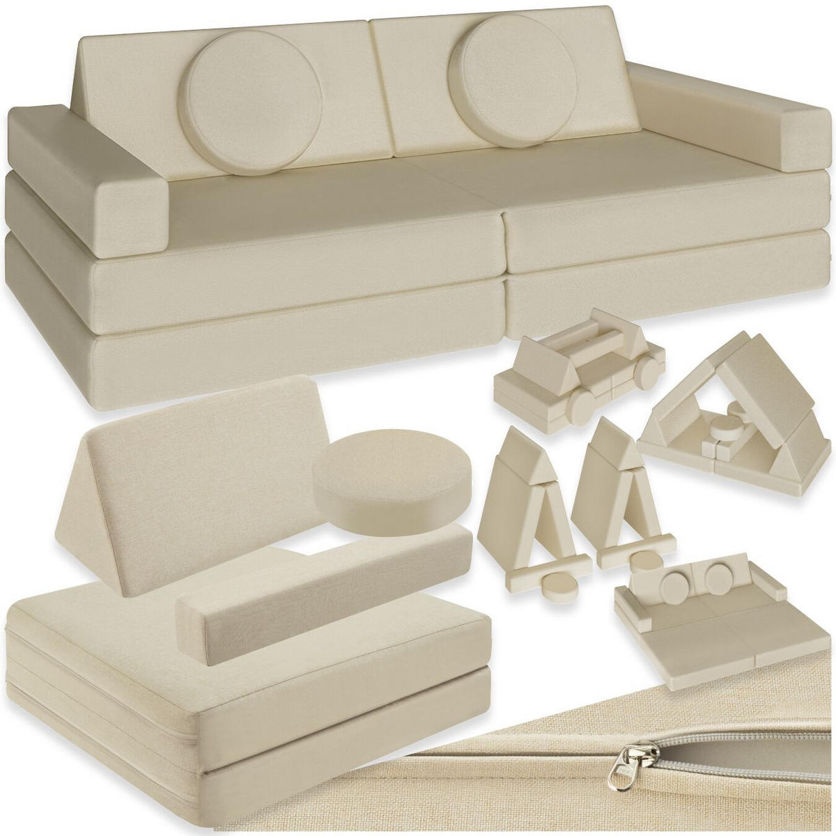 SPIELSOFA Lilly,stapelbar,beige - Beige, Textil (160/56/80cm) - tectake