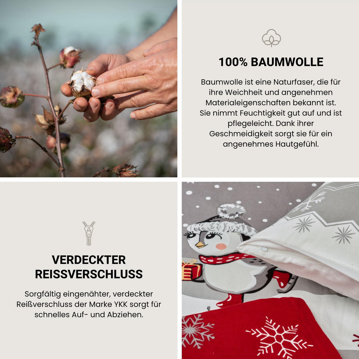 BETTWÄSCHESET Telso - Feinbiber - 2-teilig - 135x200 cm - Grau - Grau, Textil (135/200cm) - SCHIESSER