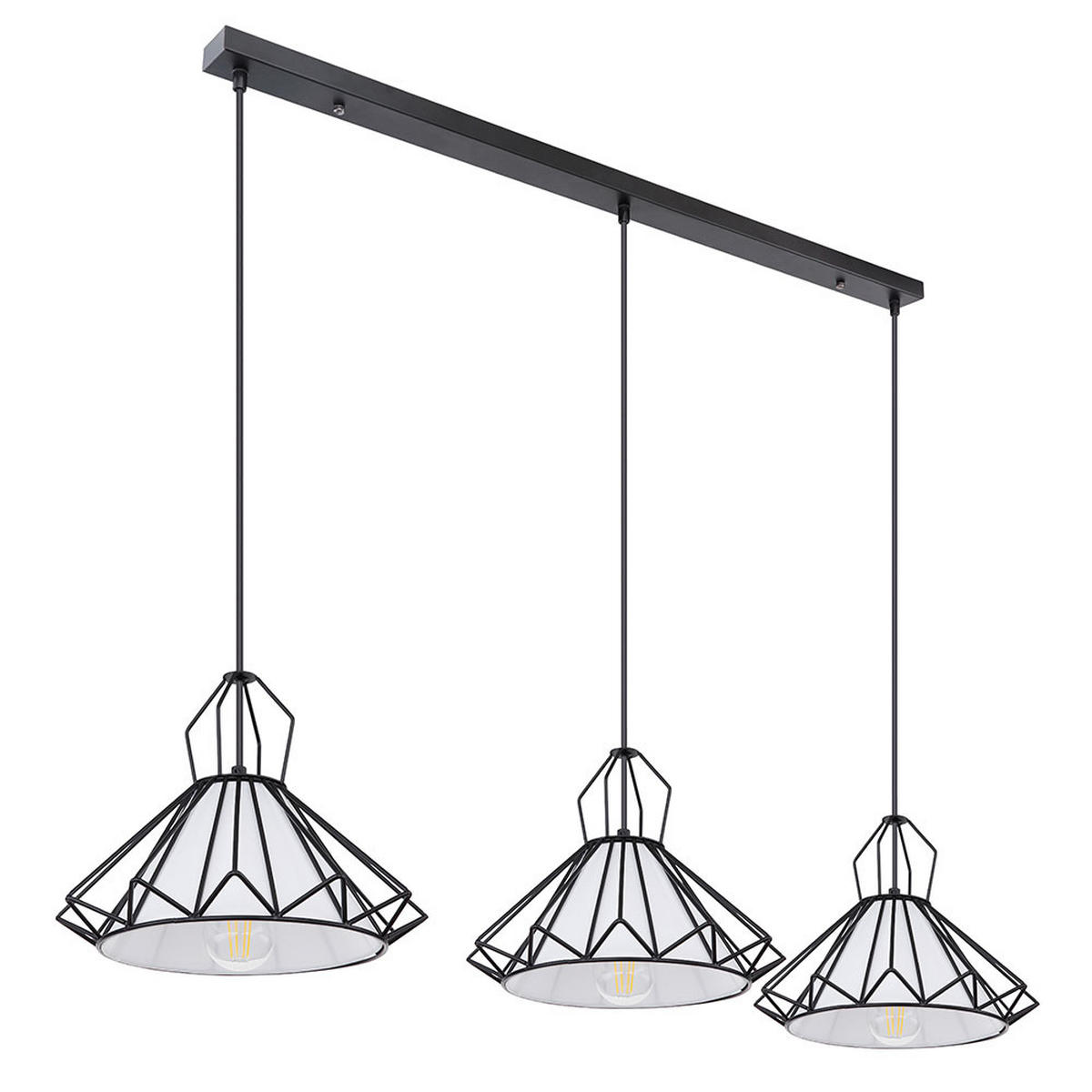 HÄNGELEUCHTE Metall Textil Schwarz 3-flammig - Schwarz, Metall (120/30/120cm)