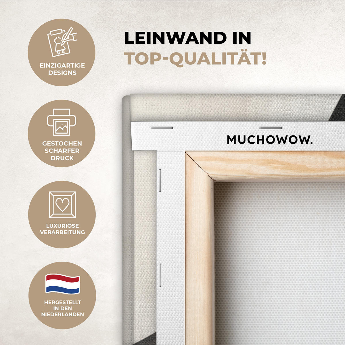 LEINWANDBILD Abstrakt - Wellen - Schwarz - Verwittert 60x80 cm - Trüffeleichefarben, Textil (60/80cm) - MuchoWow