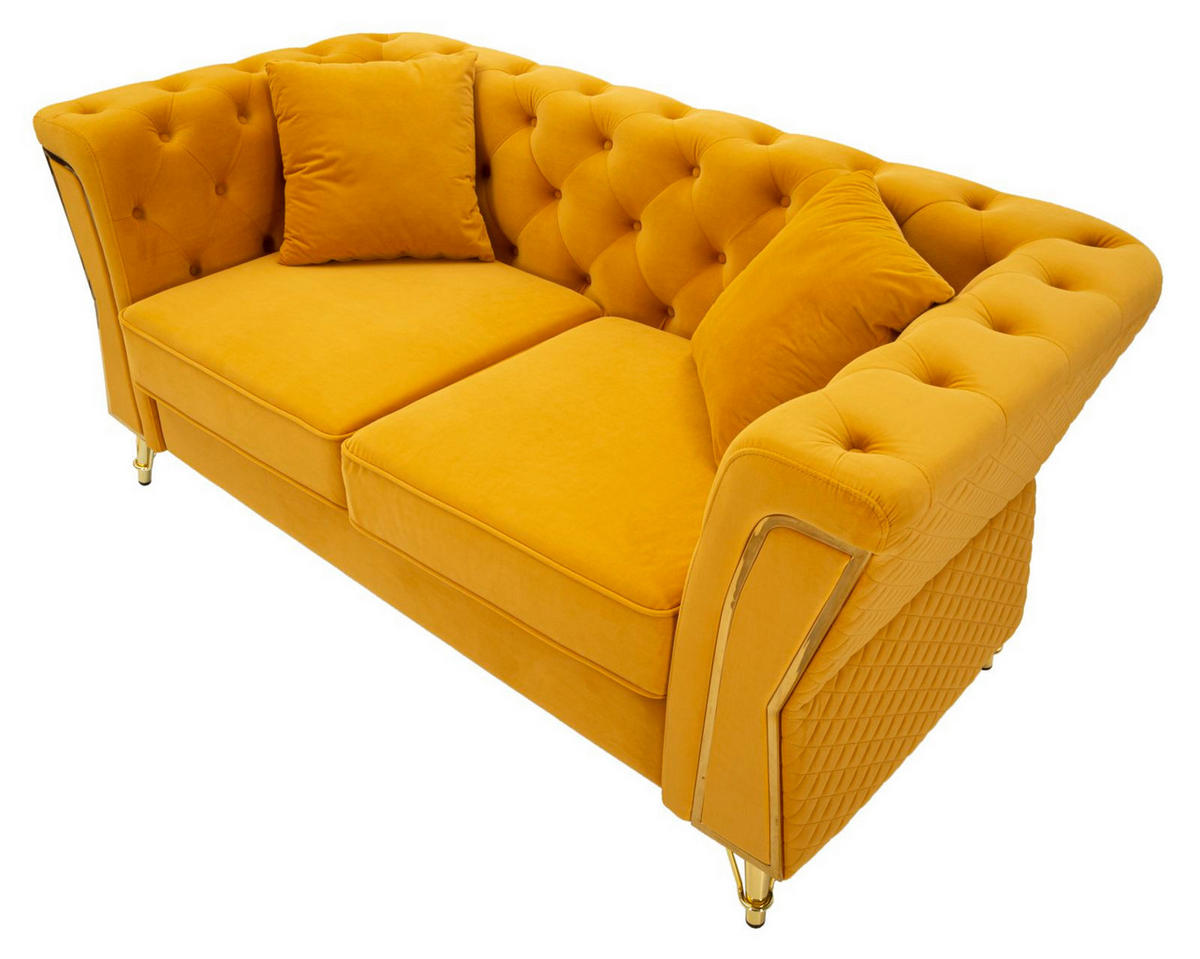 2-SITZER Sofa gesteppt Emy - Gelb - Gelb, Holz/Holzwerkstoff (162/76/83cm) - Pasmara