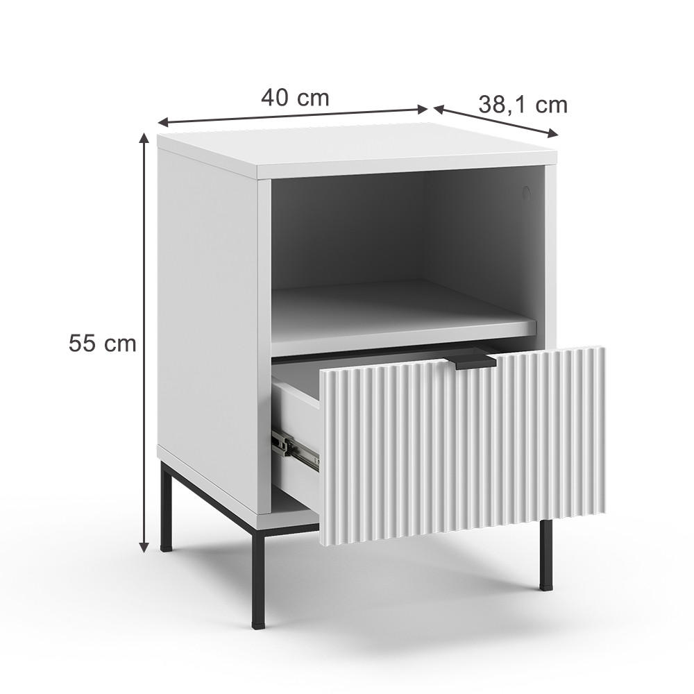 NACHTTISCH Eliza Weiß 40 x 55 cm mit 1 Schublade - Weiß, Holzwerkstoff (40/55/38.1cm) - Vicco