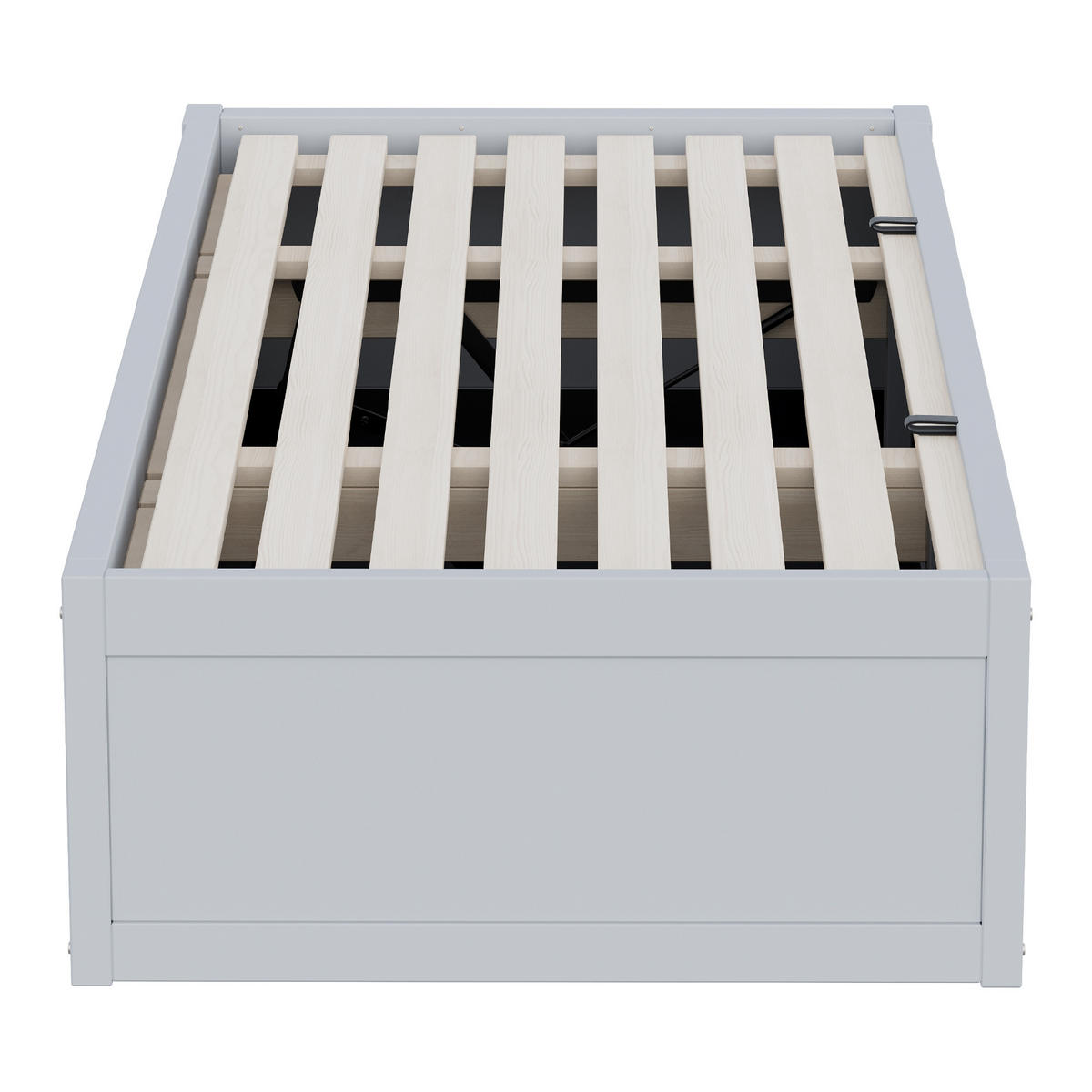 EINZELBETT 90x200 cm Holz Stauraum Schreibtisch grau - Grau, Holz (90/200cm) - LEBENLANG