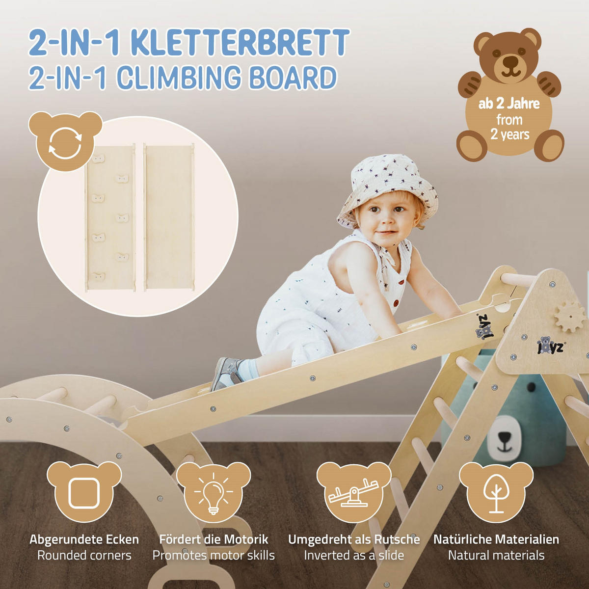 KLETTERDREIECK - Naturfarben, Holz (32/94cm) - Joyz