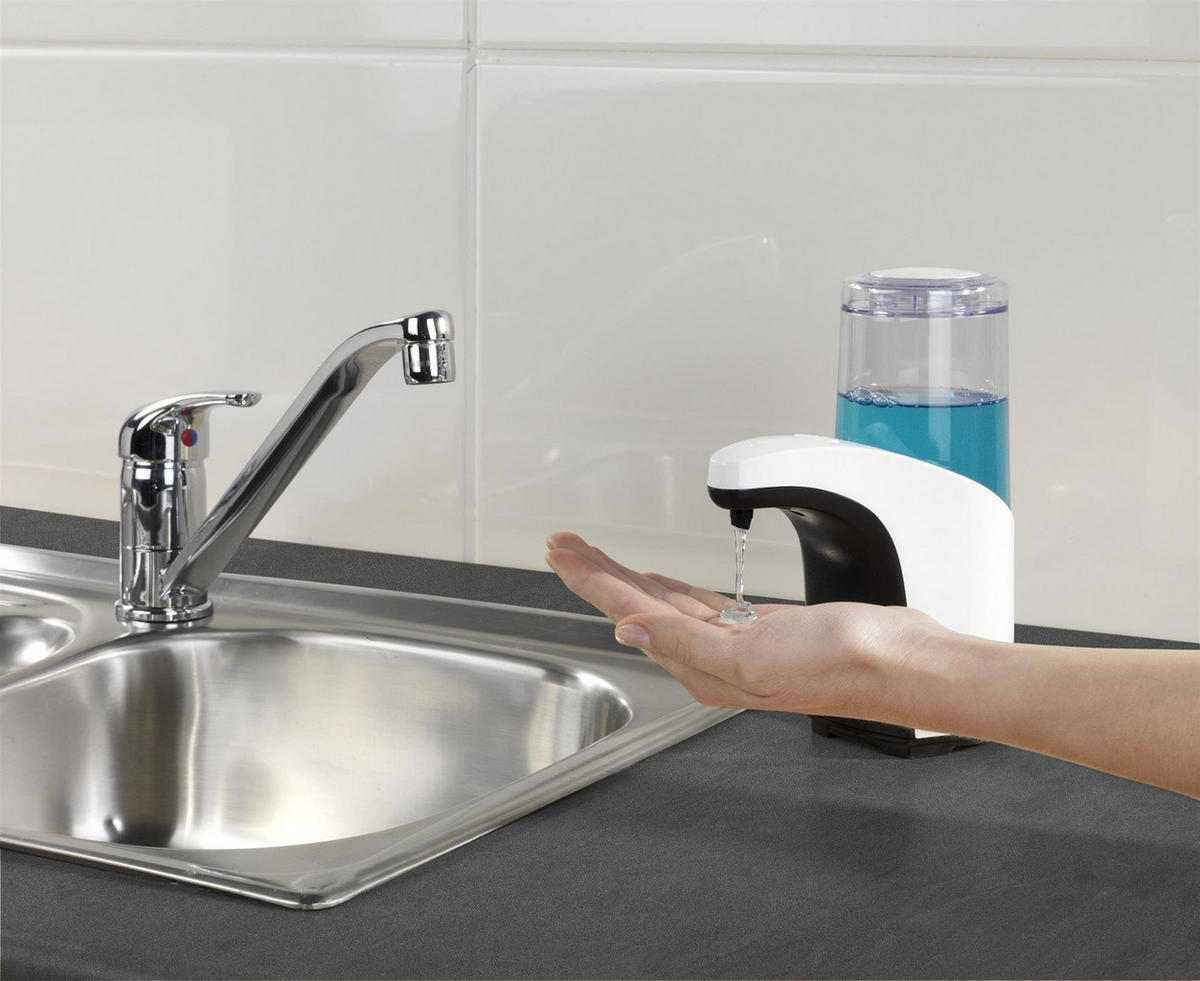 SEIFENSPENDER automatischer Flüssigseifen-Spender 0,3 l 15/8/20 cm - Weiß, Kunststoff (8/20/15cm) - Wenko