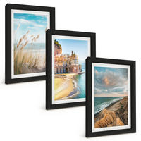 BILDER SET 3er Set - 20x30 cm Schwarzer Rahmen - Landschaften Strand Klippen Stadt - Schwarz, Kunststoff (20/30cm) - TULUP