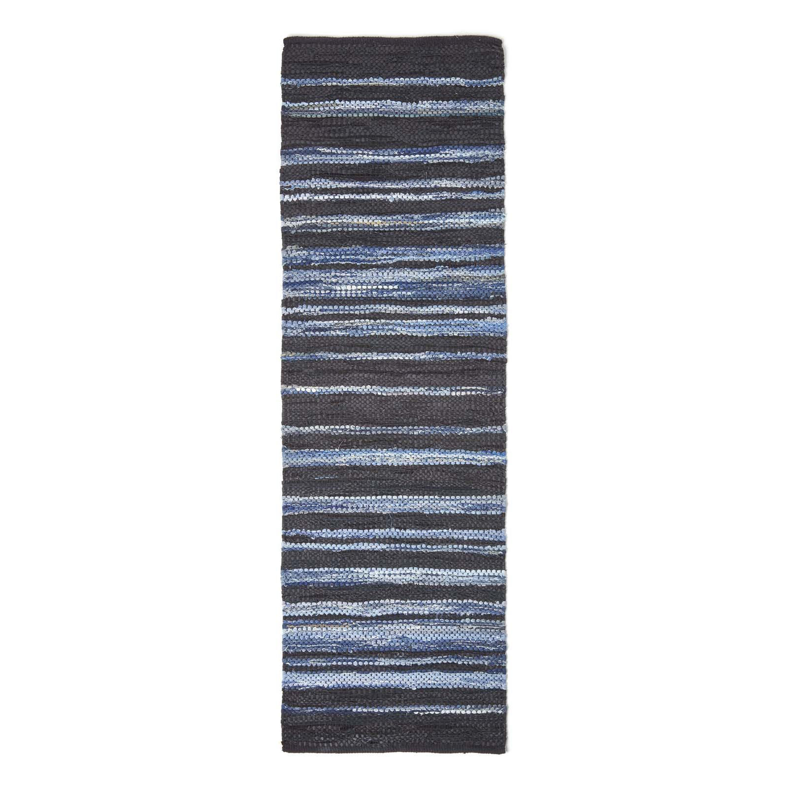 TEPPICHLÄUFER Texas, Leder & Denim 66/200 cm - Blau, Textil (66/200cm) - Homescapes
