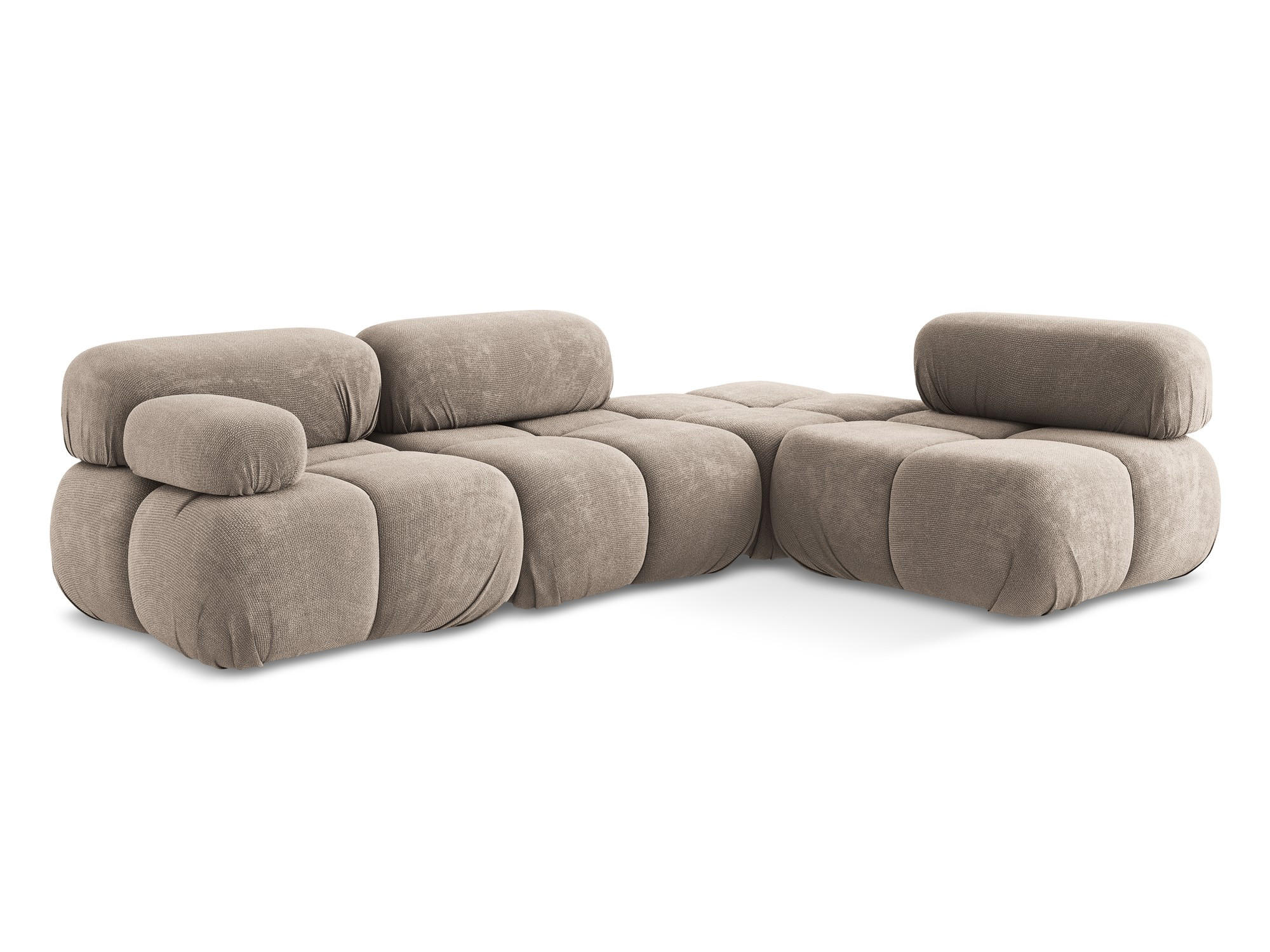 ECKSOFA Rechts Chenille Stoff Beige - Beige/Schwarz, Kunststoff/Textil (285/190cm) - Makamii