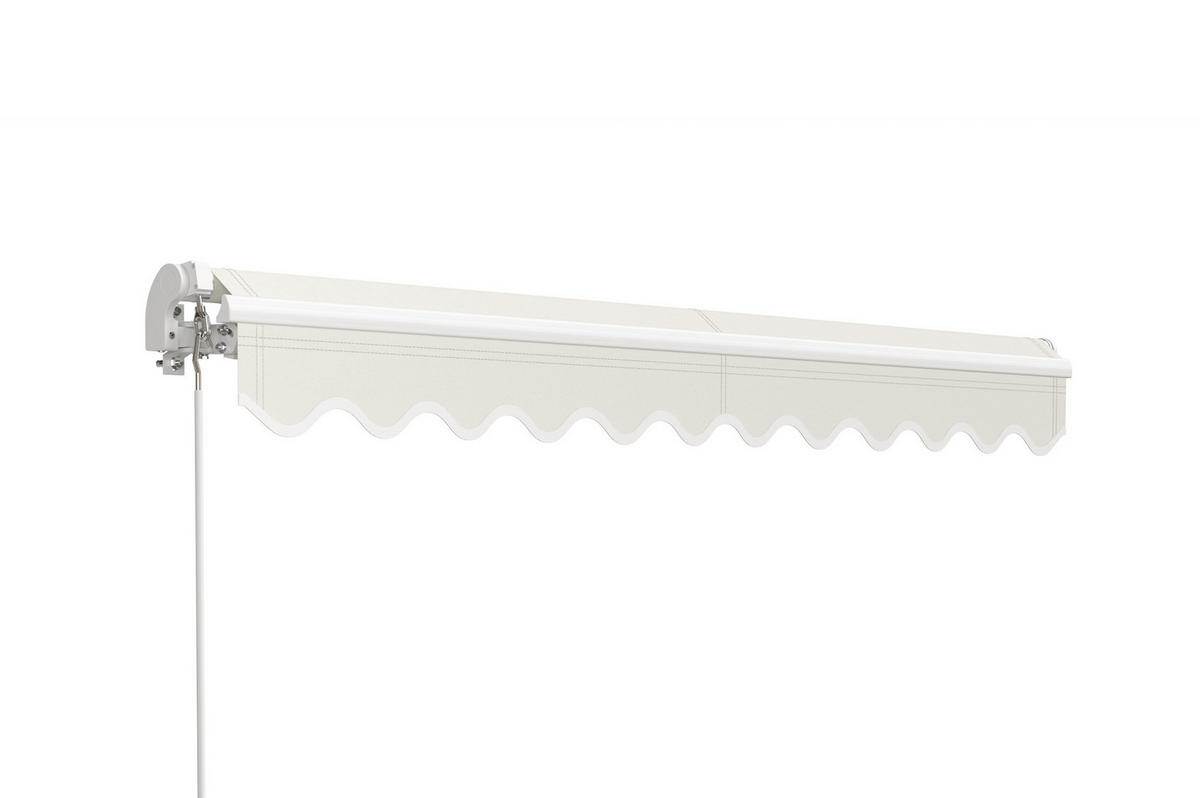 MONOBLOCK-MARKISE VECCHIO Weißes Gestell - leinwand Beige 3x2,5m - Premium-Leinwand 320g/m² - Beige, Metall (295/218/250cm) - Cazeboo