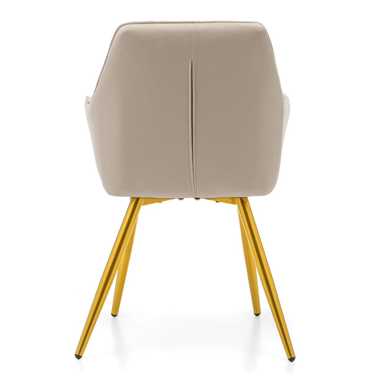 STUHL PASSO gepolstert mit Steppung - beige goldene Beine - Samt Velours - Ecru/Beige, Textil/Metall (58/87/60cm) - NEW HOME