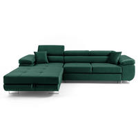 ECKSOFA ALONZO L Links mit Schlaffunktion 125x195 Velours Grün - Silberfarben/Grün, Holz/Textil (275/203cm) - Muffo