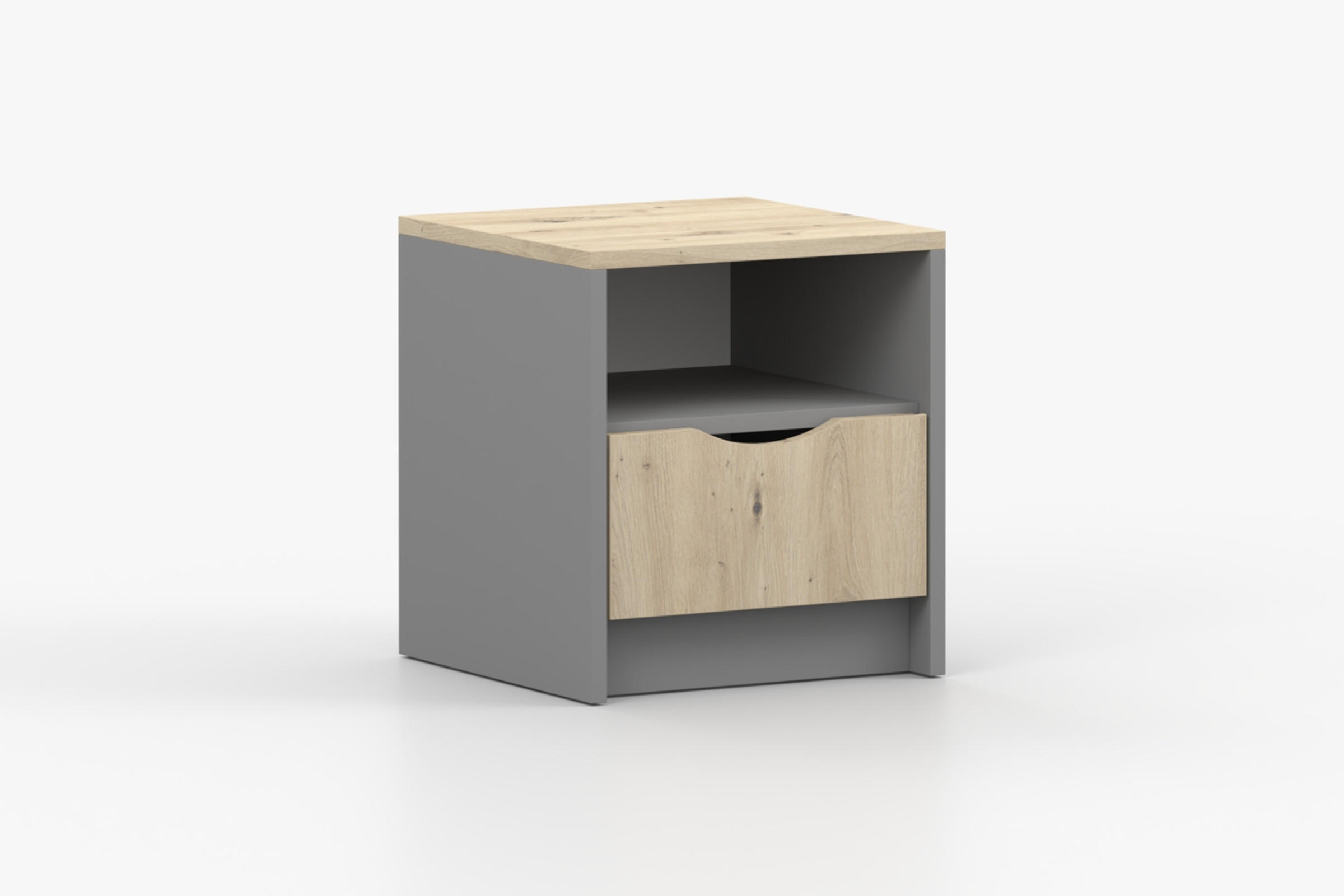 KINDER-NACHTTISCH JUMI 40/42/36 cm in Grau/Eiche Artisan - Eiche Artisan/Grau, Holzwerkstoff (40/42/36cm) - Deine Möbel 24