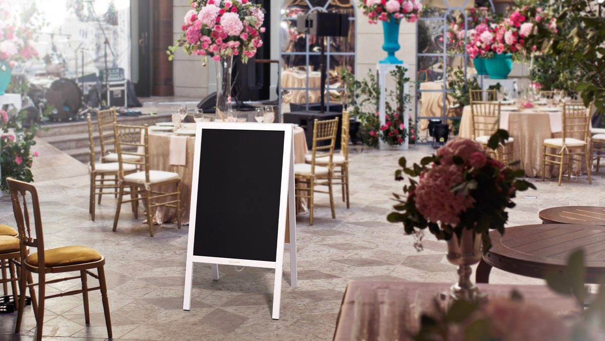 KUNDENSTOPPER mit weißem Holzrahmen 118x61cm, Werbetafel, Gehwegaufsteller, Aufsteller, Straßenreiter, Kreide - Weiß, Holz (118/61/2cm) - ALLboards