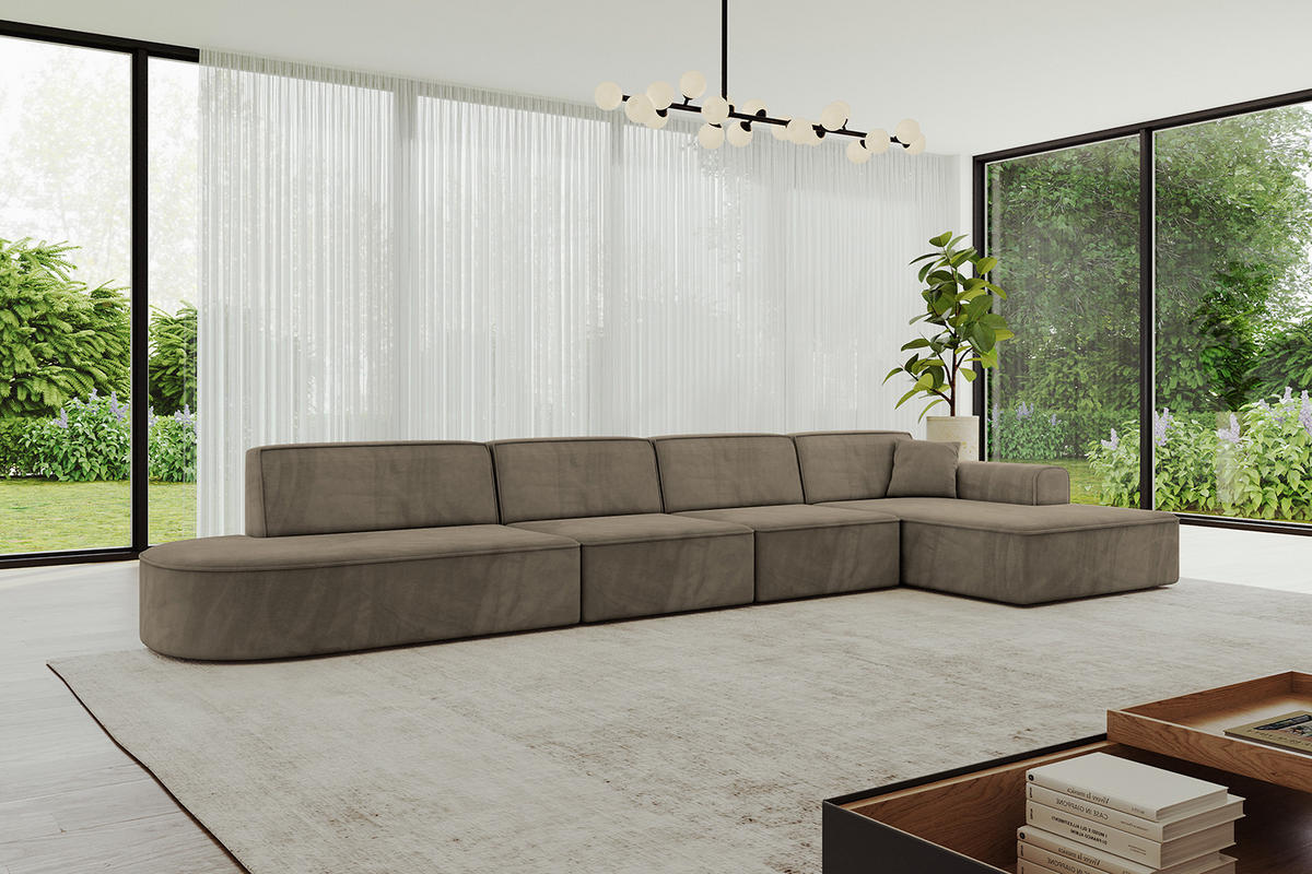 ECKSOFA Ottomane Rechts IREA-L3-v3 - 413x171x79 cm Braun - Braun, Holzwerkstoff/Textil (171/413cm) - ALTDECOR