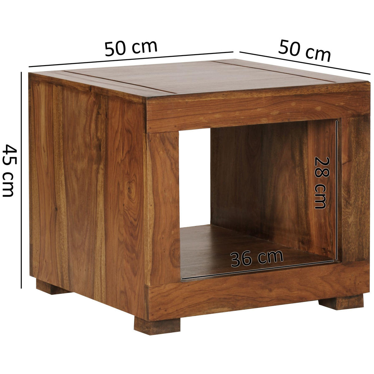 COUCHTISCH NOLA Design Beistelltisch - Sheeshamfarben, Holz (50/50/45cm) - tinkaro