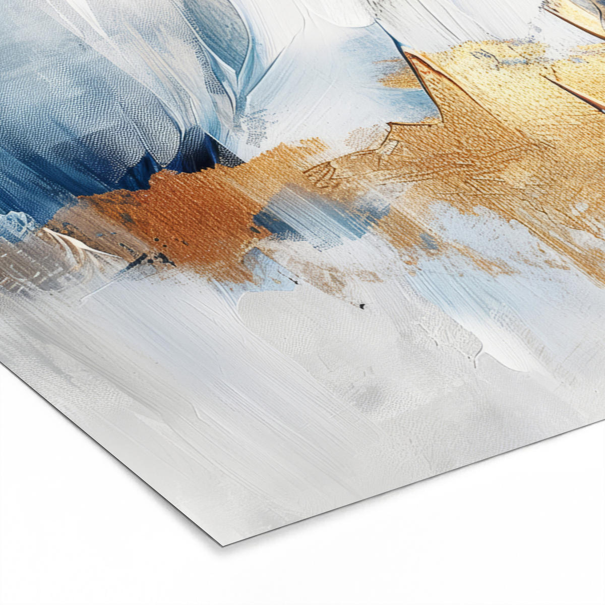 POSTER MIT RAHMENGERAHMTES BILD Gold - Blau - Aquarell - Kunst - Modern 90x60 cm - Hellblau, Papier (90/60cm) - MuchoWow