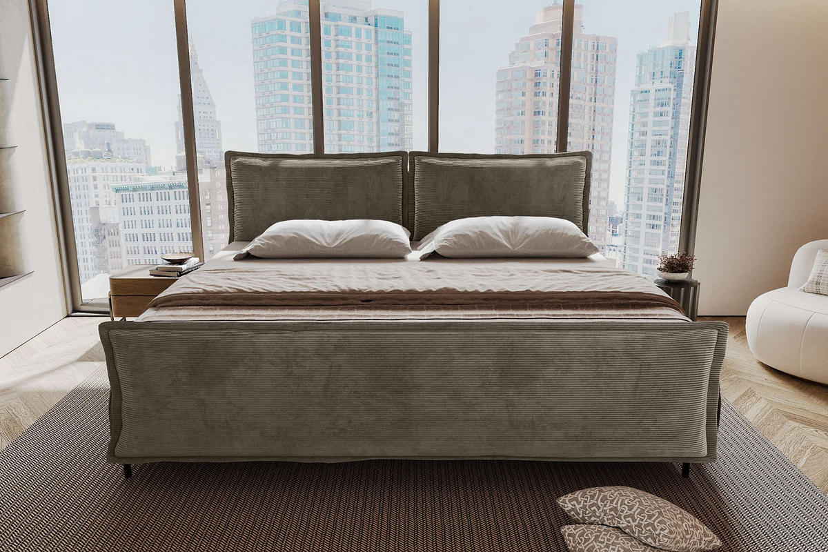 FAMILIENBETT BOXSPRINGBETT VERO PLUS Cordstoff Cappuccino 240/200 cm - Schwarz/Cappuccino, Holzwerkstoff/Textil (240/200cm) - 99rooms