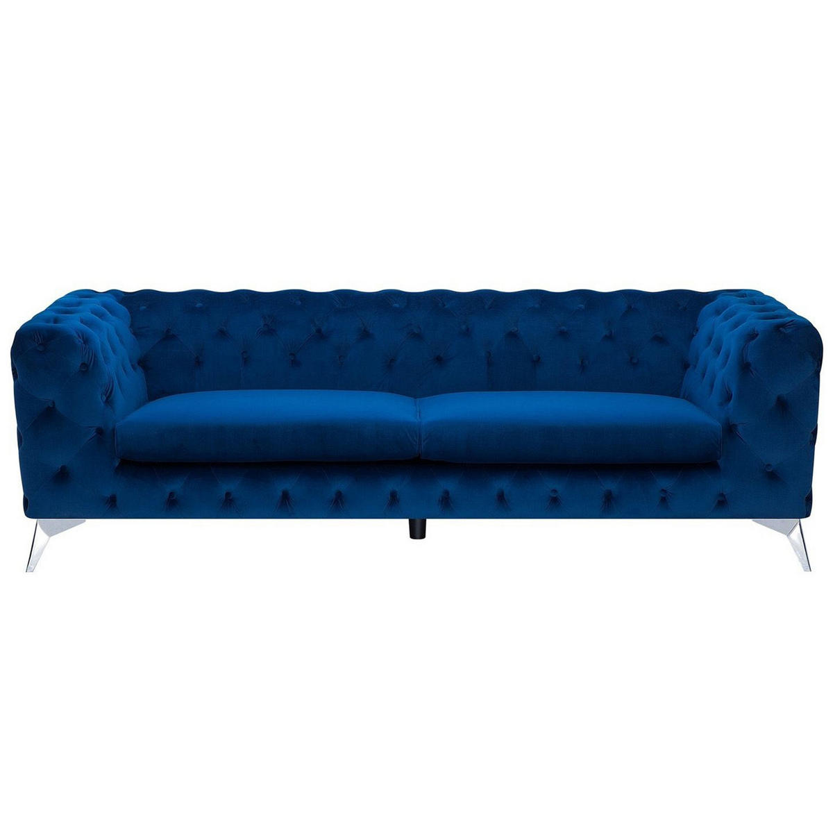 3-SITZER-SOFA Samtstoff Dunkelblau Sotra - Hellblau, Textil (224/70/85cm) - Beliani
