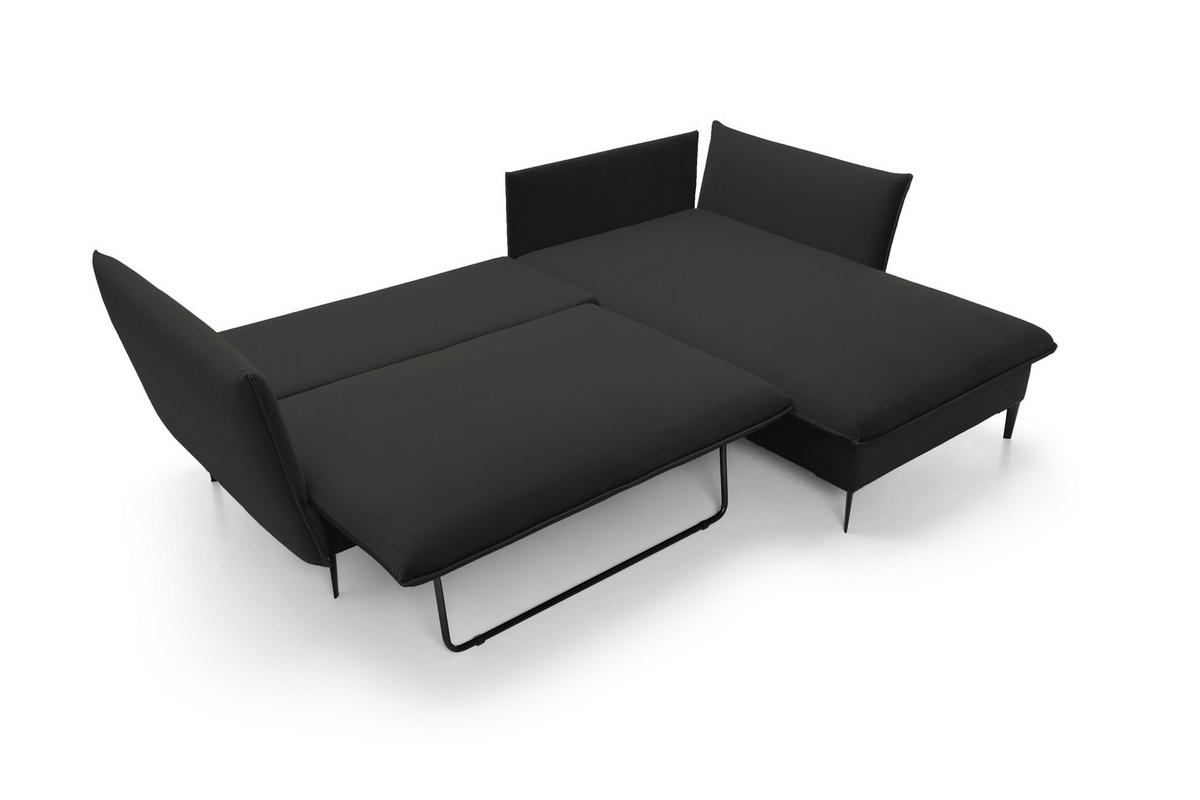 ECKSOFA GLOSS mit Schlaffunktion, Ottomane & goldenen Füßen – Samtsofa im GLOSSour-Stil mit Zierkissen, 258x167x91 cm, Rechte, BEIGE - Cappuccino, Holz/Textil (258/167cm) - DomoHome