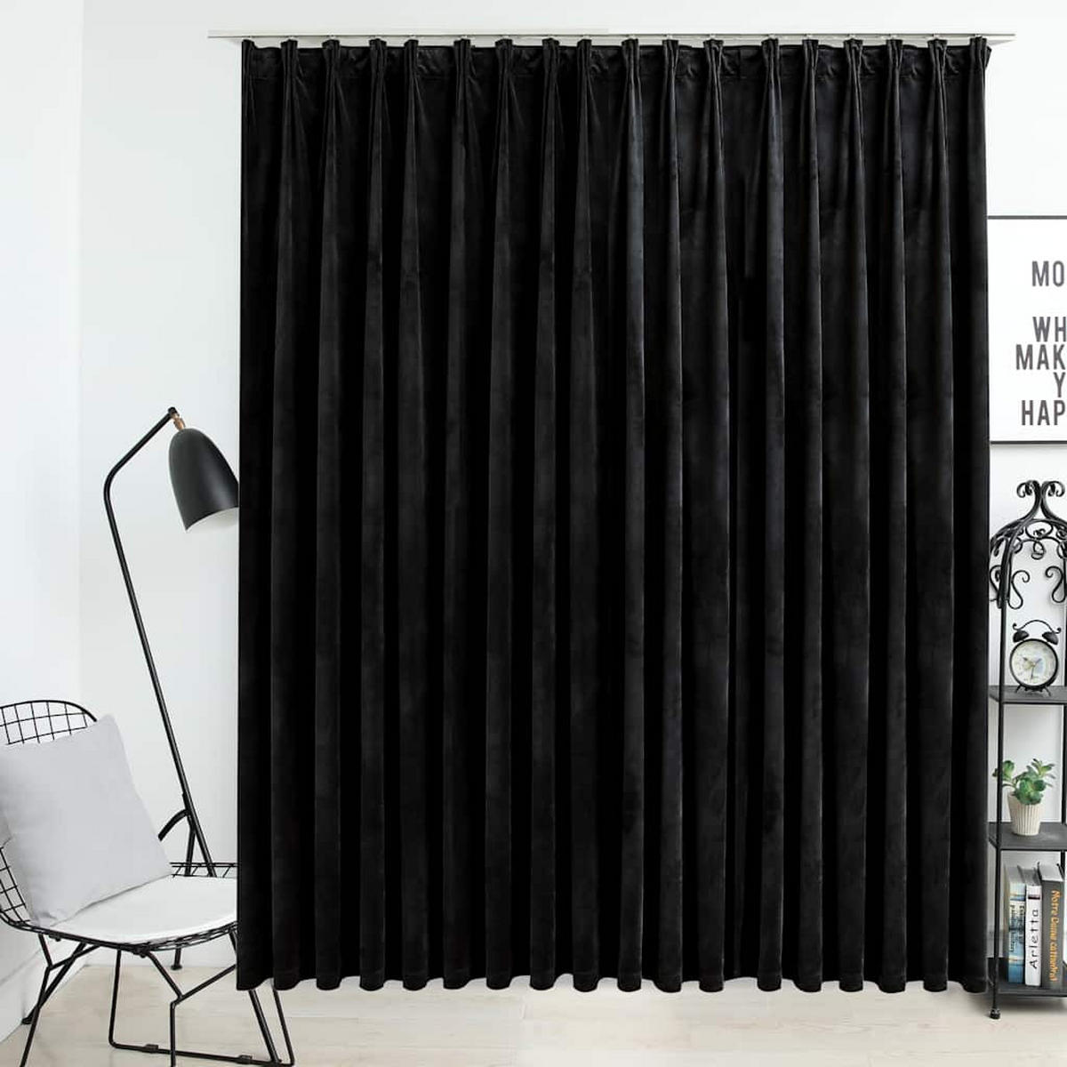 VERDUNKELUNGSVORHANG Mit Haken Samt Schwarz 290/245 Cm - Schwarz, Textil (290/245/1cm) - vidaXL